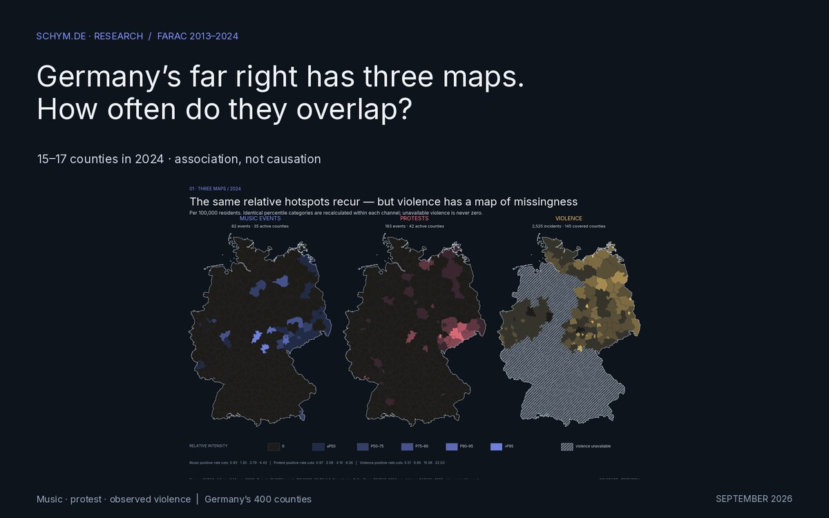 Germany’s far right has three maps. How often do they overlap?