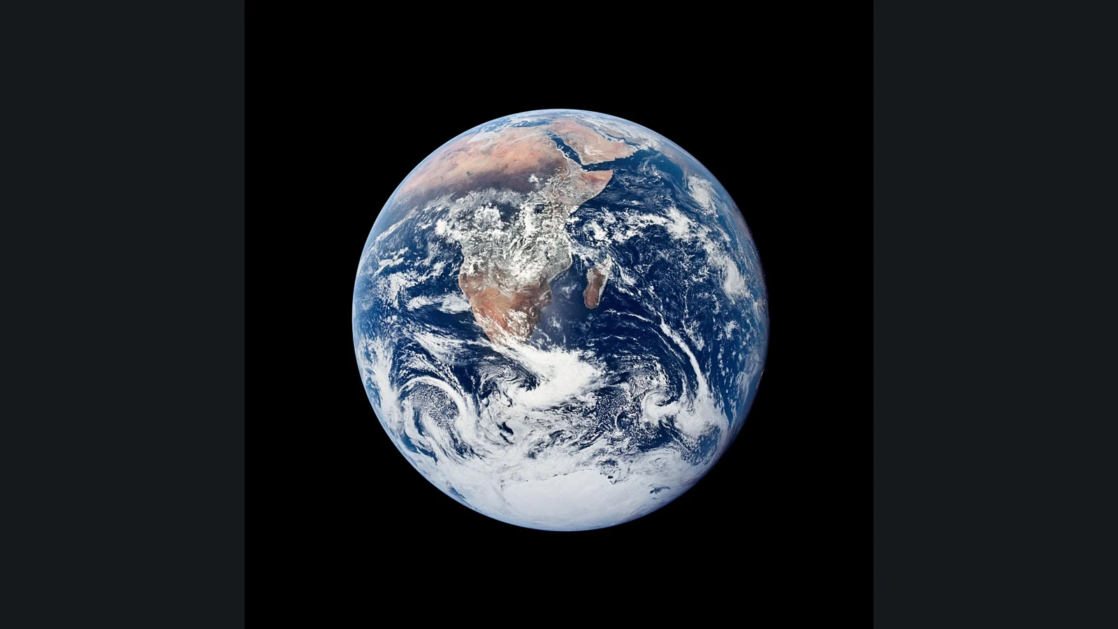 Earth with Africa and Antarctica visible, photographed by the Apollo 17 crew on December 7, 1972